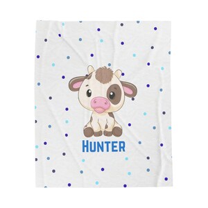 Personalized Cow Baby Blanket for Baby Boy | Baby Cow Blanket | Farm Baby Blanket | Cow Nursery | Baby Farm Animals Nursery