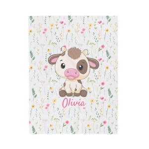 Personalized Cow Baby Blanket for Baby Girl | Baby Cow Blanket | Farm Baby Blanket | Cow Nursery | Baby Farm Animals Nursery