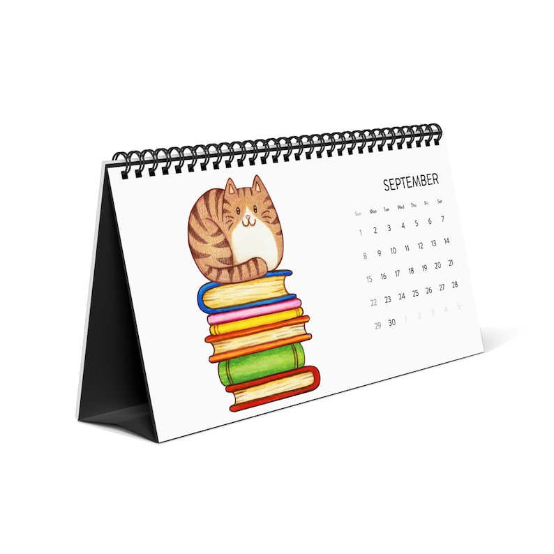 Cats & Books Cat Calendar 2024 Cat Desktop Calendar Cat Gifts Cat Gift