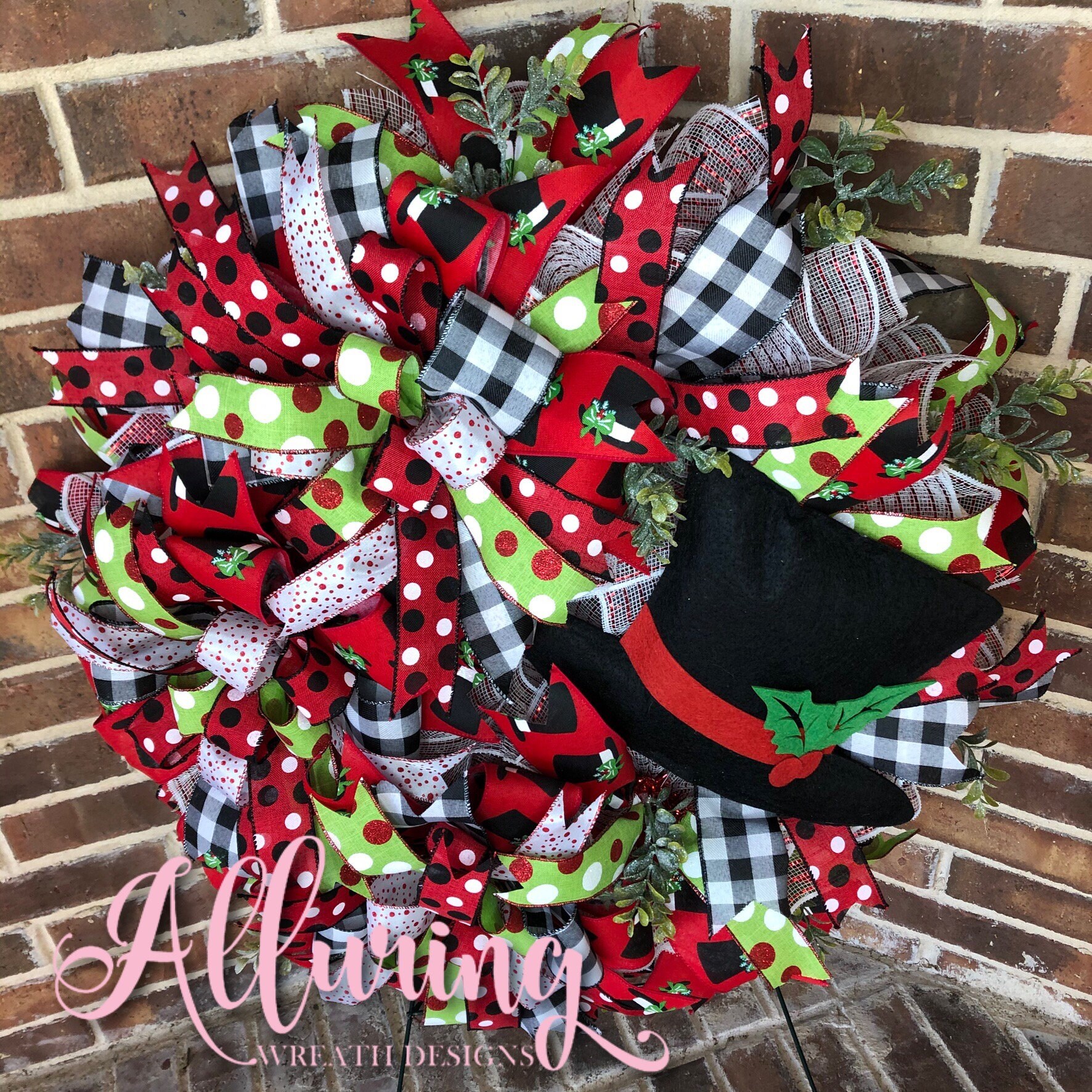 Snowman Wreath with Top Hat for Christmas Etsy