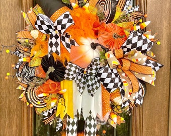 Candy Corn Halloween Witch Wreath for Your Front Door