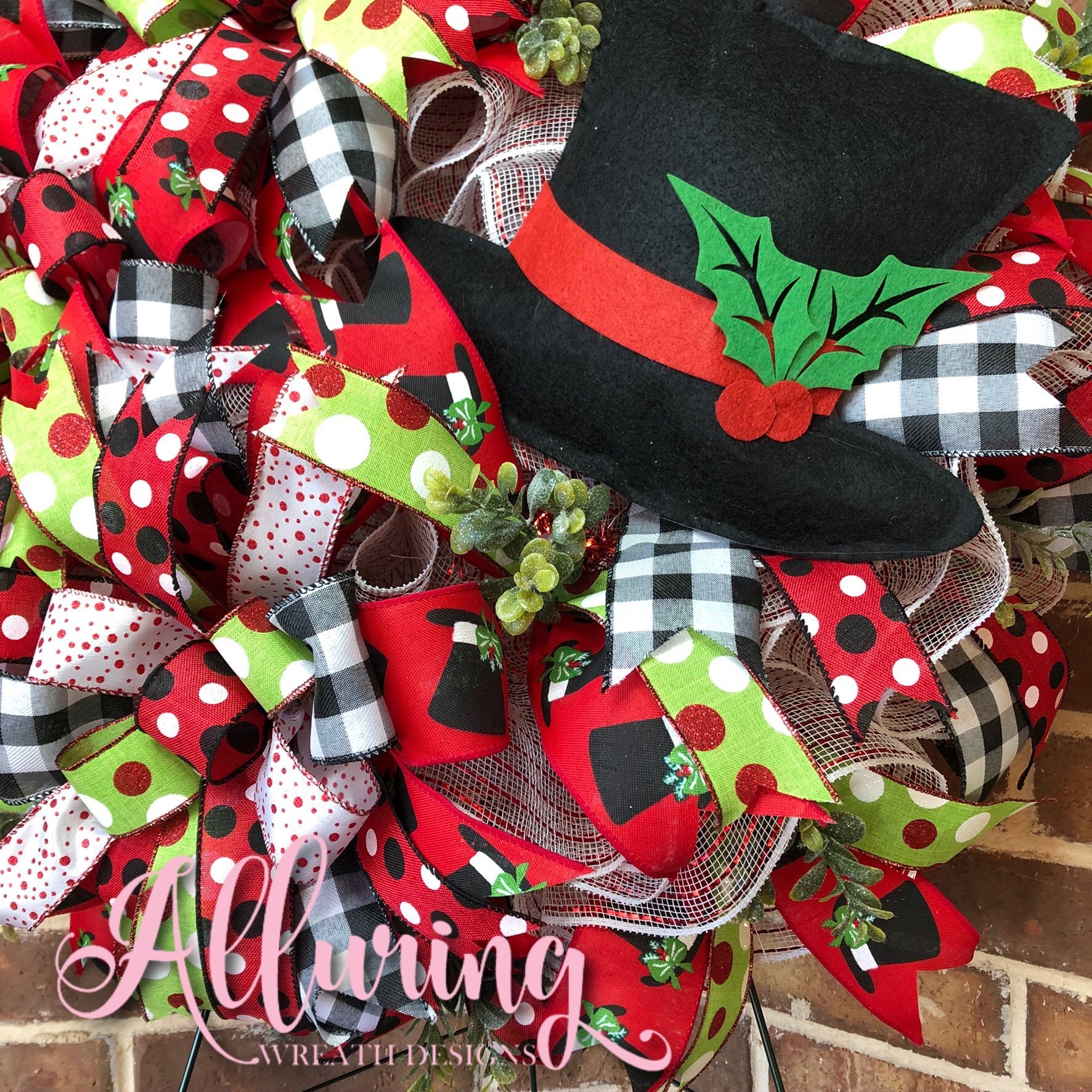 Snowman Wreath with Top Hat for Christmas Etsy