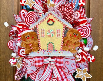 Christmas Gingerbread House Wreath for Front Door
