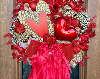 Valentine's Day Wild Red Heart Front Door Wreath