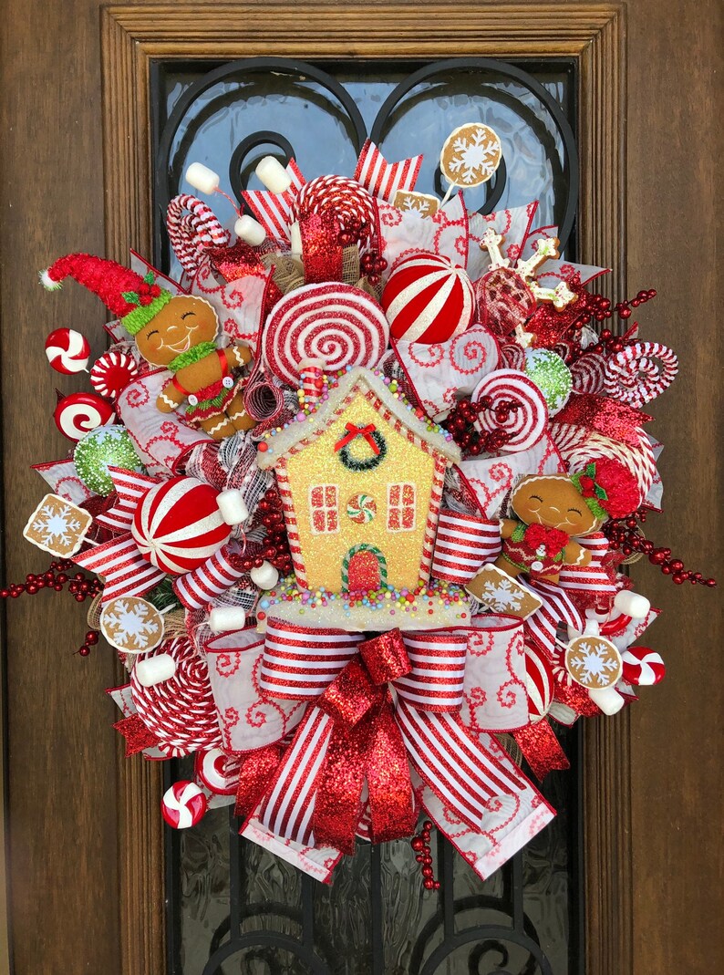 Gingerbread House Wreath for Christmas | Etsy