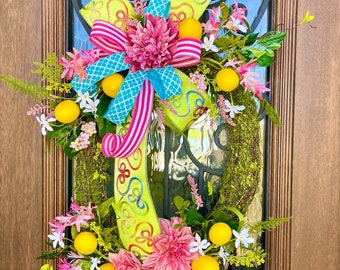 Lemon Moss Wreath for Front Door