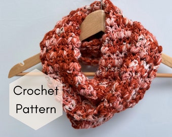 CROCHET PATTERN, Puffy Heart Cowl, beginner crochet cowl pattern, mothers day present for mom, pdf pattern, digital download,