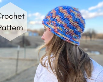 CROCHET PATTERN, Solstice Beanie, winter hat, intermediate