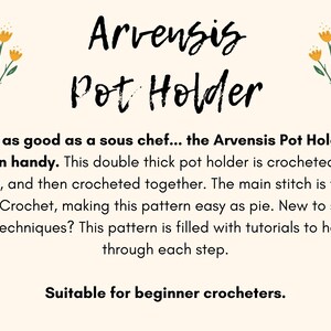 CROCHET PATTERN, Arvensis Pot Holder, crochet hot pad, kitchen tool, home decor, boho, farmhouse image 2