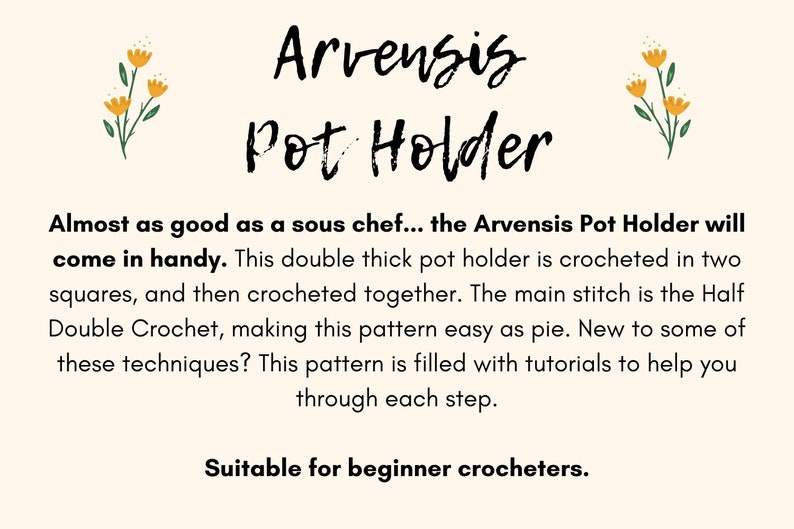 CROCHET PATTERN, Arvensis Pot Holder, crochet hot pad, kitchen tool, home decor, boho, farmhouse image 2