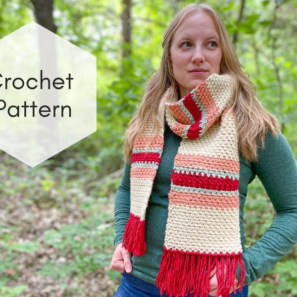 Scarf Crochet Pattern for Women, Easy Crochet PDF Pattern Scarf, Winter Crochet Scarf for Men (Vintage Fall Scarf)