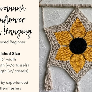 CROCHET PATTERN // Savannah Sunflower Wall Hanging image 3