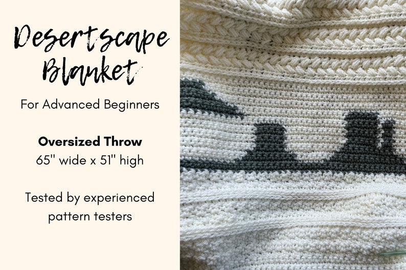CROCHET PATTERN, Desertscape Blanket, boho throw, intarsia crochet, desert inspired image 4