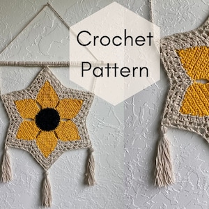 CROCHET PATTERN // Savannah Sunflower Wall Hanging image 1