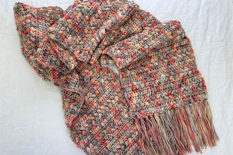 The Brioche Bun Scarf made in Stick Season - a hand dyed yarn sold in my Etsy Shop.