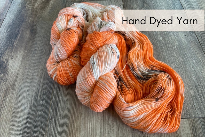 HAND DYED YARN, Little Jack, Fingering Weight, Superwash Merino Wool, Sock Yarn, orang white and black speckled yarn, koi fish yarn image 1