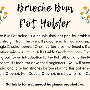 CROCHET PATTERN, Brioche Bun Pot Holder, crochet home decor, kitchen image 2
