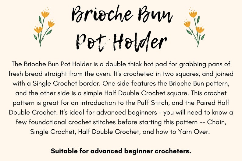 CROCHET PATTERN, Brioche Bun Pot Holder, crochet home decor, kitchen image 2