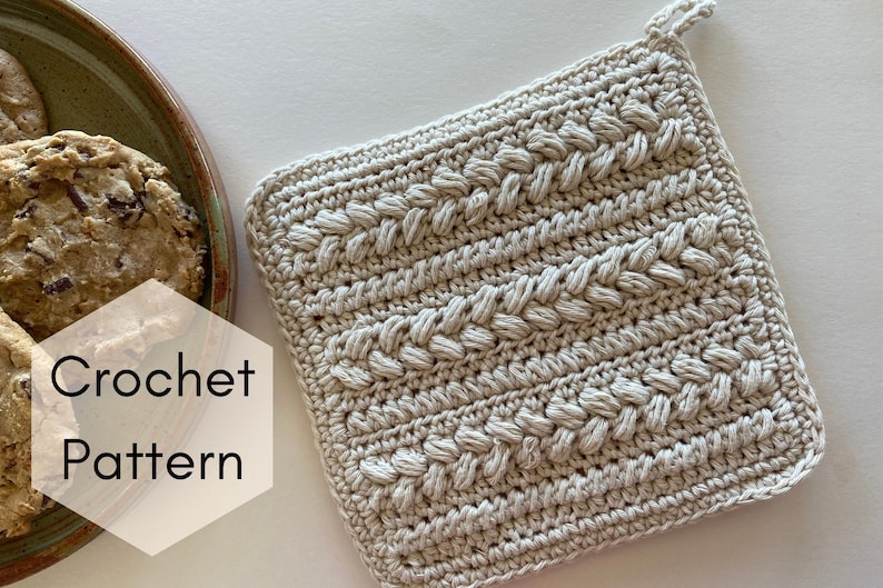 CROCHET PATTERN, Brioche Bun Pot Holder, crochet home decor, kitchen image 1