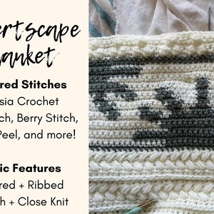 CROCHET PATTERN, Desertscape Blanket, boho throw, intarsia crochet, desert inspired image 6