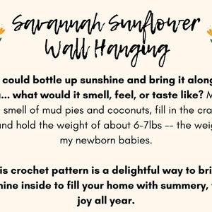 CROCHET PATTERN // Savannah Sunflower Wall Hanging image 2