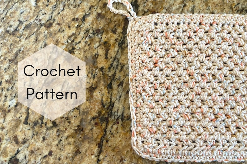 CROCHET PATTERN, Arvensis Pot Holder, crochet hot pad, kitchen tool, home decor, boho, farmhouse image 1