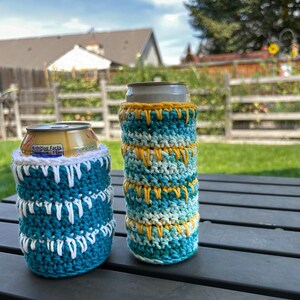 CROCHET PATTERN | Bejeweled Crochet Can Cozy Pattern, beginner crochet pattern for summer, picnic crochet pattern, fun girl summer crochet