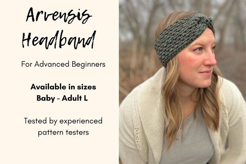 CROCHET PATTERN, Arvensis Headband, crochet earwarmer, winter accessory image 4