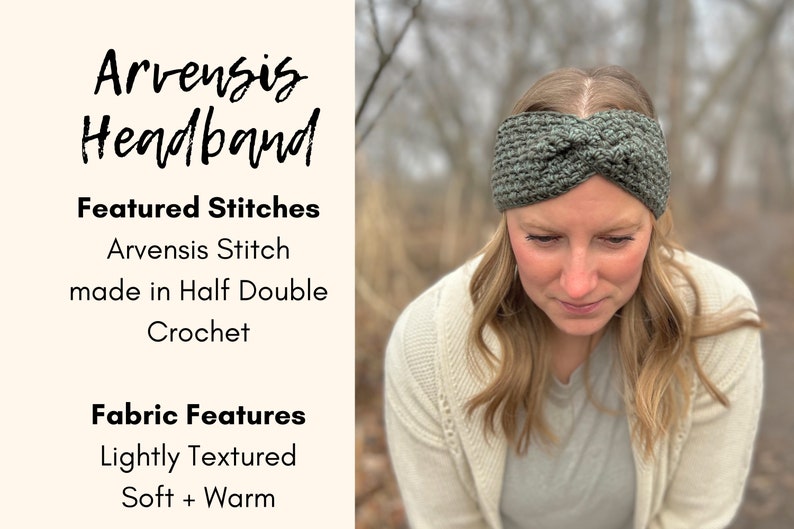 CROCHET PATTERN, Arvensis Headband, crochet earwarmer, winter accessory image 6