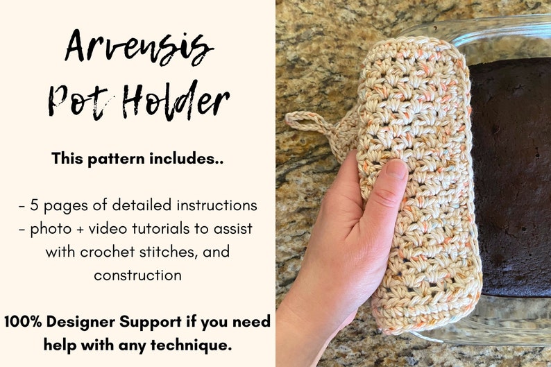 CROCHET PATTERN, Arvensis Pot Holder, crochet hot pad, kitchen tool, home decor, boho, farmhouse image 8