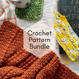 CROCHET PATTERN BUNDLE, Mariposa Blanket, Bookmark, Coaster image 1