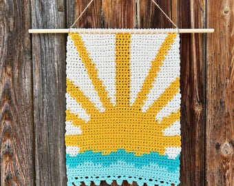 Sunshine Waves Crochet Wall Hanging Pattern: Boho Home Decor (PDF Pattern)
