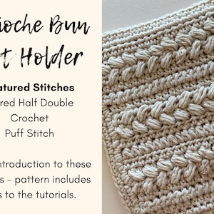 CROCHET PATTERN, Brioche Bun Pot Holder, crochet home decor, kitchen image 6