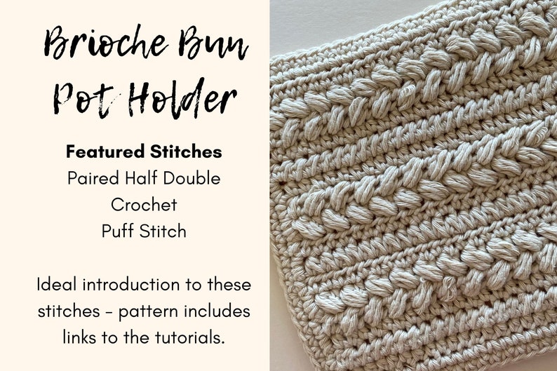 CROCHET PATTERN, Brioche Bun Pot Holder, crochet home decor, kitchen image 6
