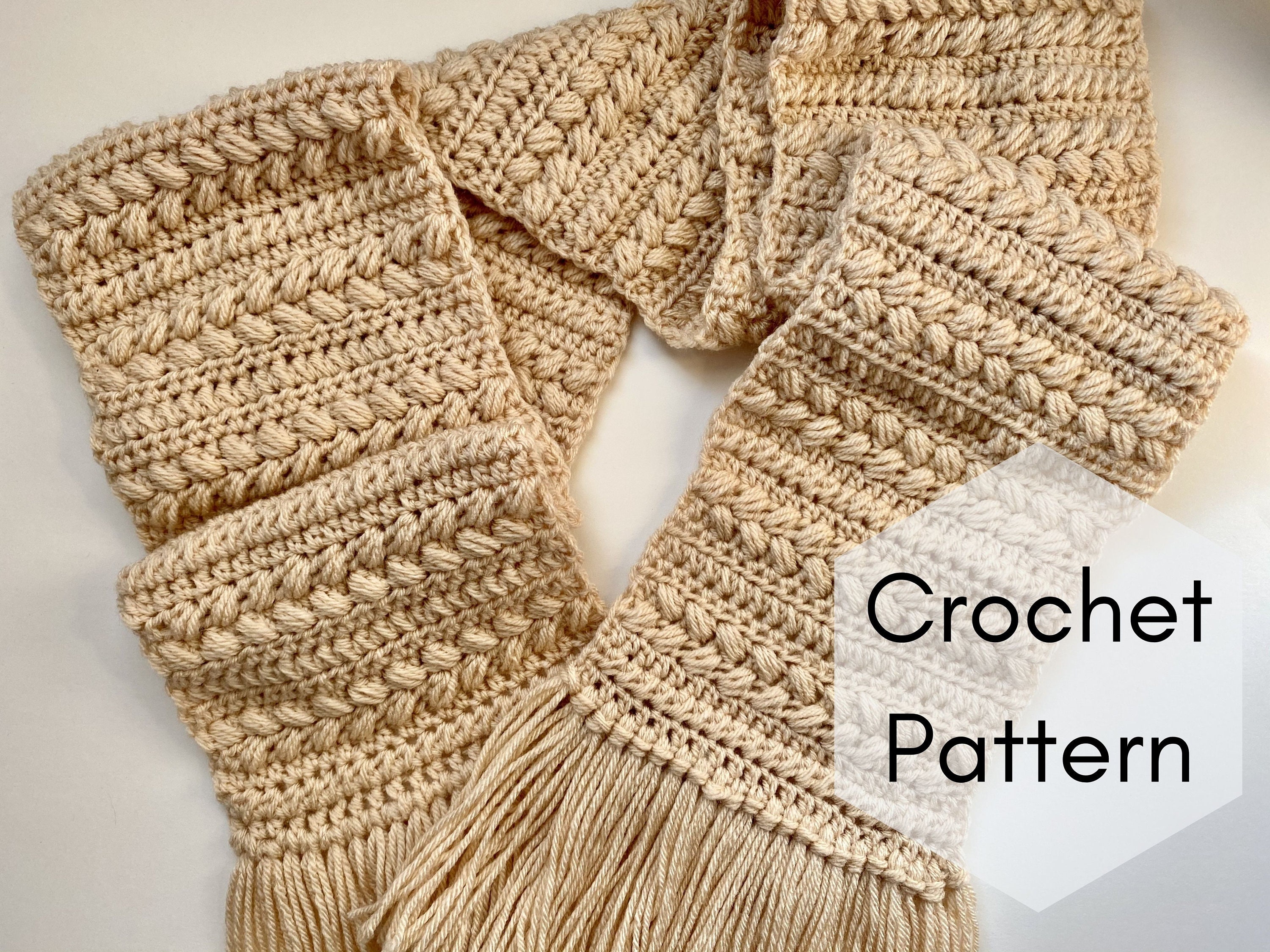Crochet Scarf Pattern Wavy Shells Scarf Chunky Scarf Pattern