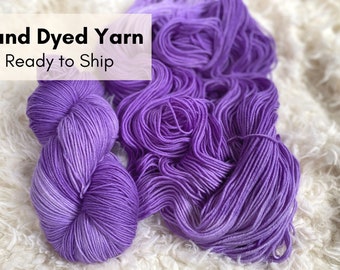 HAND DYED YARN, Hyacinth, Fingering Weight, Superwash Merino Wool, ooak, purple yarn, gift for purple lover, crochet with me