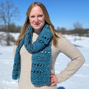Scarf Crochet Pattern for Beginners, super bulky crochet scarf printable pdf