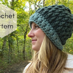 Juniper Berry Beanie Crochet Pattern: Bulky Textured Hat (PDF Pattern)