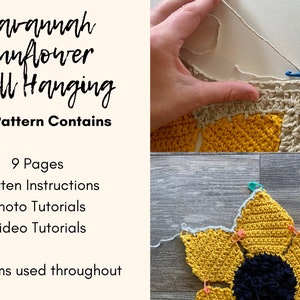 CROCHET PATTERN // Savannah Sunflower Wall Hanging image 5