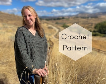 CROCHET PATTERN // Arvensis Sweater, bulky, oversized, slouchy jumper, cozy pullover