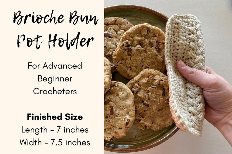 CROCHET PATTERN, Brioche Bun Pot Holder, crochet home decor, kitchen image 4