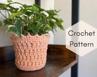 CROCHET PATTERN, Sonora (hanging) Plant Cozy, boho decor, cotton yarn, summer