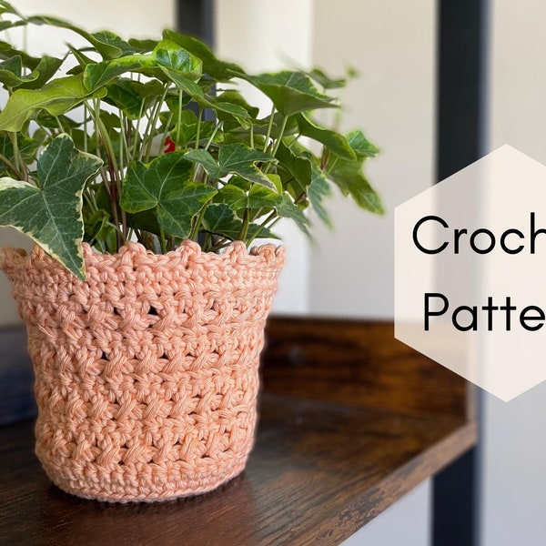 CROCHET PATTERN, Sonora (hanging) Plant Cozy, boho decor, cotton yarn, summer