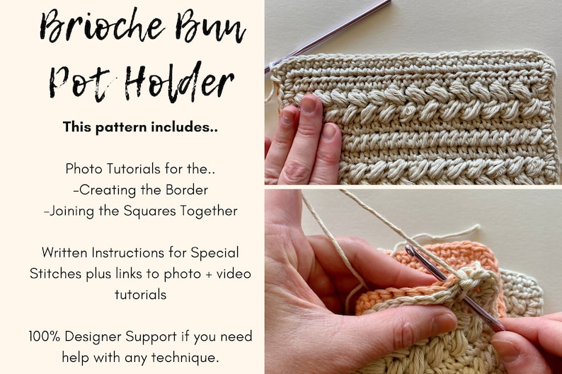 CROCHET PATTERN, Brioche Bun Pot Holder, crochet home decor, kitchen image 8