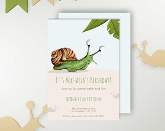 Bewerkbare slak verjaardagsuitnodiging - Park slak uitnodiging - 1e verjaardag - slak afdrukbaar - slak Instant Download - slak Corjl sjabloon