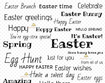 Easter Sentiments Digital Stamp Set - Basic Easter Sentiment Stamps - Spring stamp - Sentiment digital stamps - Easter Sayings