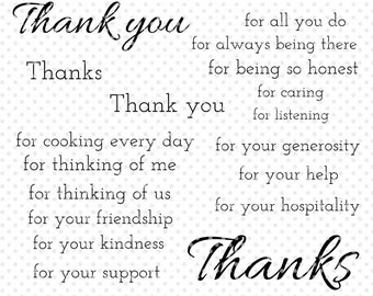 Thank you Sentiments Basics Digital Stamp Set. Basic Thank you Sentiment Stamps. Thank you stamp. Sentiment digital stamps. Every day thanks