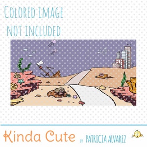 Digital stämpel under havet - Bakgrundsstämplar - Målarbilder - Bakgrunder för korttillverkning - Atlantis - Endast svartvitt - Söta digitala stämplar