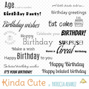 Birthday Sentiments Digital Stamp Set - Basic Birthday Sentiment Stamps - Birthday stamp - Sentiment digital stamps - Birthday Sayings