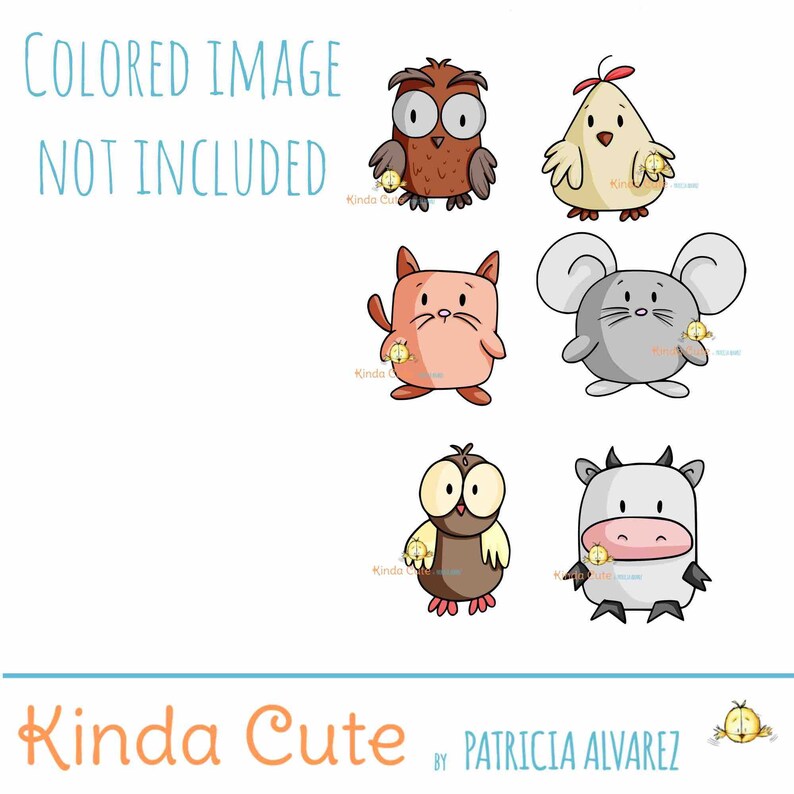 Download Stamps Paper Party Supplies Mouse Hen Farm Animals Cute Shaped Animals Animal Digital Stamp Set Cat Cow Black White Only Owl Farm Digital Stamps